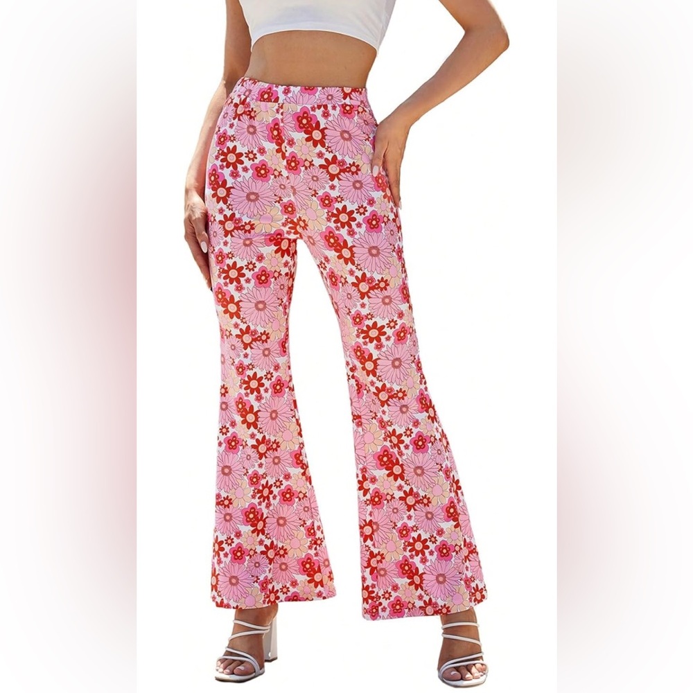 NWT No Label Size L Floral Print Elastic Waist Pants